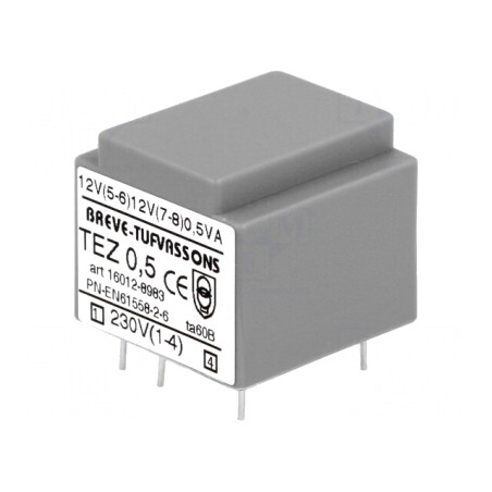 Transformator încapsulat 0,5VA 230V AC la 12V 20,8mA | Electronic-mag.ro | Componente Electronice