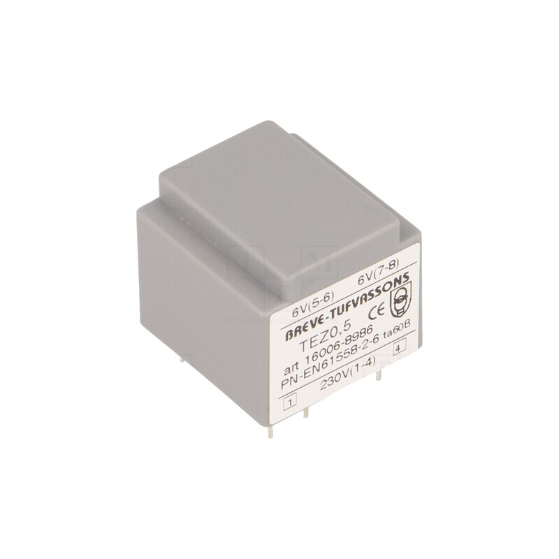 Transformator încapsulat 0,5VA 230V AC la 6V 41,6mA | Electronic-mag.ro | Componente Electronice