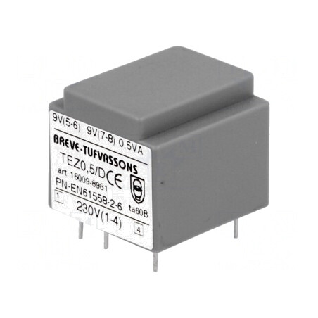Transformator încapsulat 0,5VA 230VAC 9V 27,7mA | Electronic-mag.ro | Componente Electronice