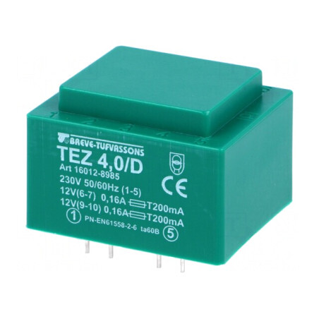 Transformator încapsulat 4VA 230V 12V dublu 166mA | Electronic-mag.ro | Componente Electronice