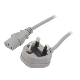 Cablu Alimentare 2m Gri 3x0.75mm2 BS 1363 la IEC C13 | Electronic-mag.ro | Componente Electronice