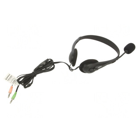 Căști cu Microfon Negru Jack 3.5mm 1.8m | Electronic-mag.ro | Componente Electronice