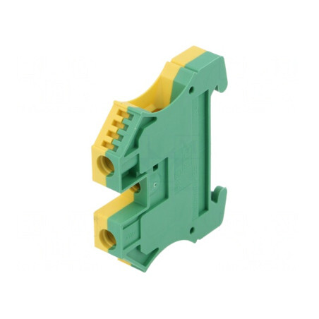 Conector Șine 10mm2 1 Pista 2 Borne Galben-Verde | Electronic-mag.ro | Componente Electronice
