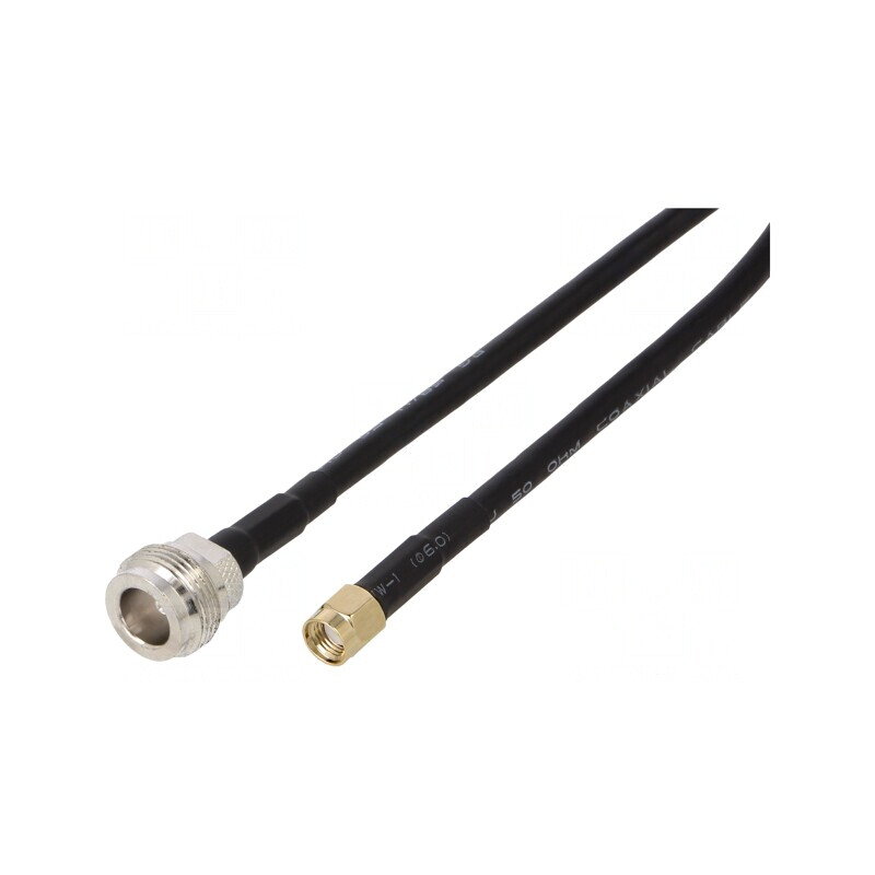 Cablu Coaxial 50Ω 1m N Mamă la RP-SMA Tată Negru | Electronic-mag.ro | Componente Electronice