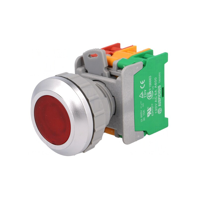 Comutator apăsare 30mm 1NC 1NO | Electronic-mag.ro | Componente Electronice