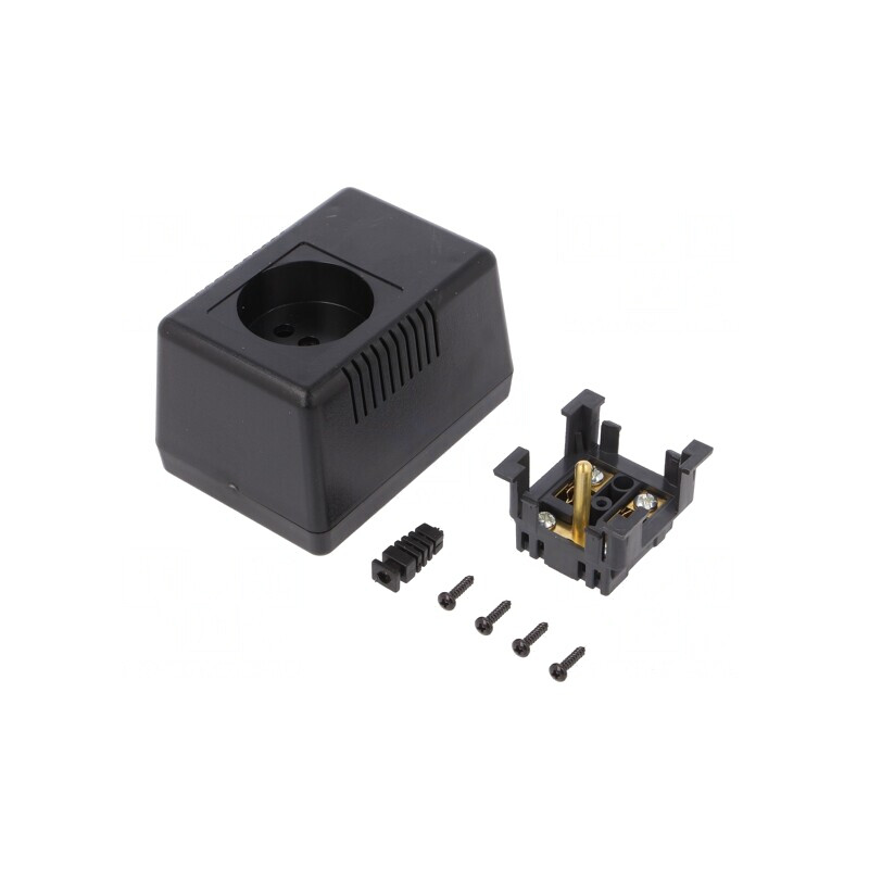 Carcasă Alimentator cu Împământare 65x90x57 mm | Electronic-mag.ro | Componente Electronice