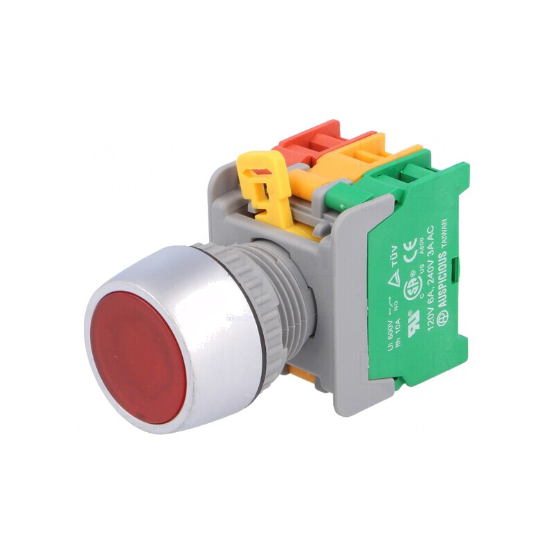 Comutator apăsare 22mm 1NC NO | Electronic-mag.ro | Componente Electronice