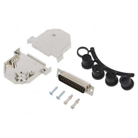 Mufă D-Sub 25-Pin Tată pentru Lipire pe Cablu - Neagră | Electronic-mag.ro | Componente Electronice