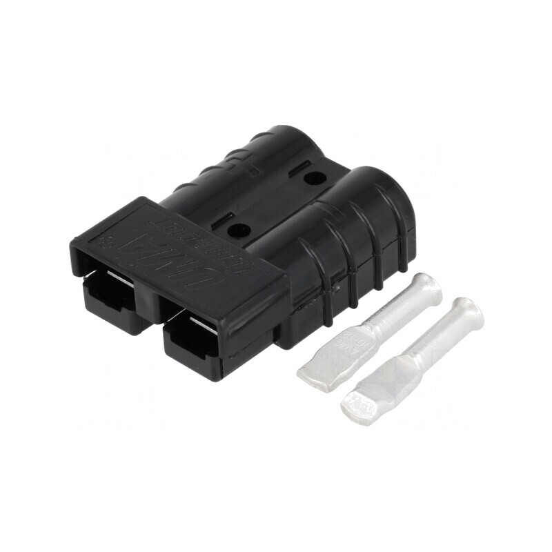 Mufă Cablu-Cablu Hermafrodit 2 PIN Crimpat Neagră | Electronic-mag.ro | Componente Electronice
