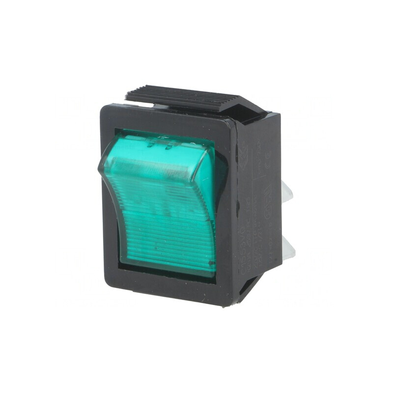 Comutator Rocker Verde ON-OFF 16A 250V cu Lumină Neon | Electronic-mag.ro | Componente Electronice