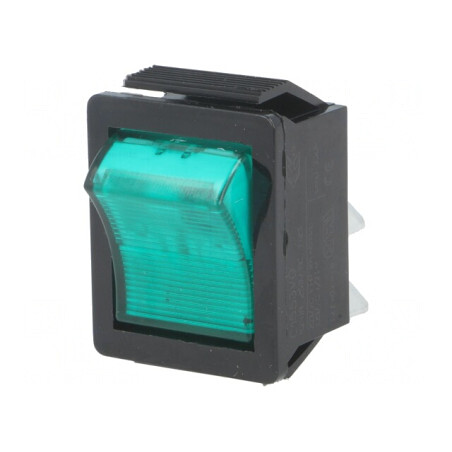 Comutator Rocker Verde ON-OFF 16A 250V cu Lumină Neon | Electronic-mag.ro | Componente Electronice
