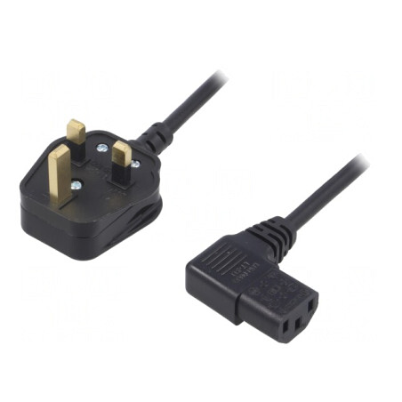 Cablu Alimentare 1.8m 3x0.75mm2 BS 1363 la IEC C13 90° PVC | Electronic-mag.ro | Componente Electronice