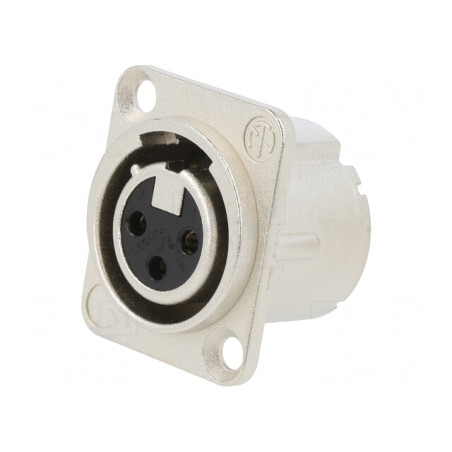 Soclu XLR Mamă 3 Pin cu Buton Argint 16A | Electronic-mag.ro | Componente Electronice