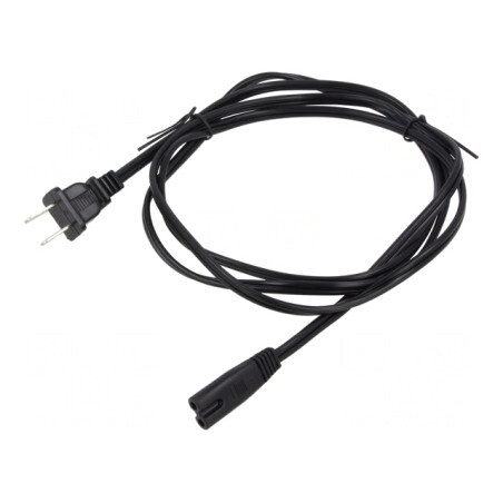 Cablu Alimentare 2x18AWG IEC C7 - NEMA 1-15 1.8m Negru | Electronic-mag.ro | Componente Electronice