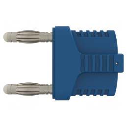 Conector banană 4mm albastru nichelat 12A