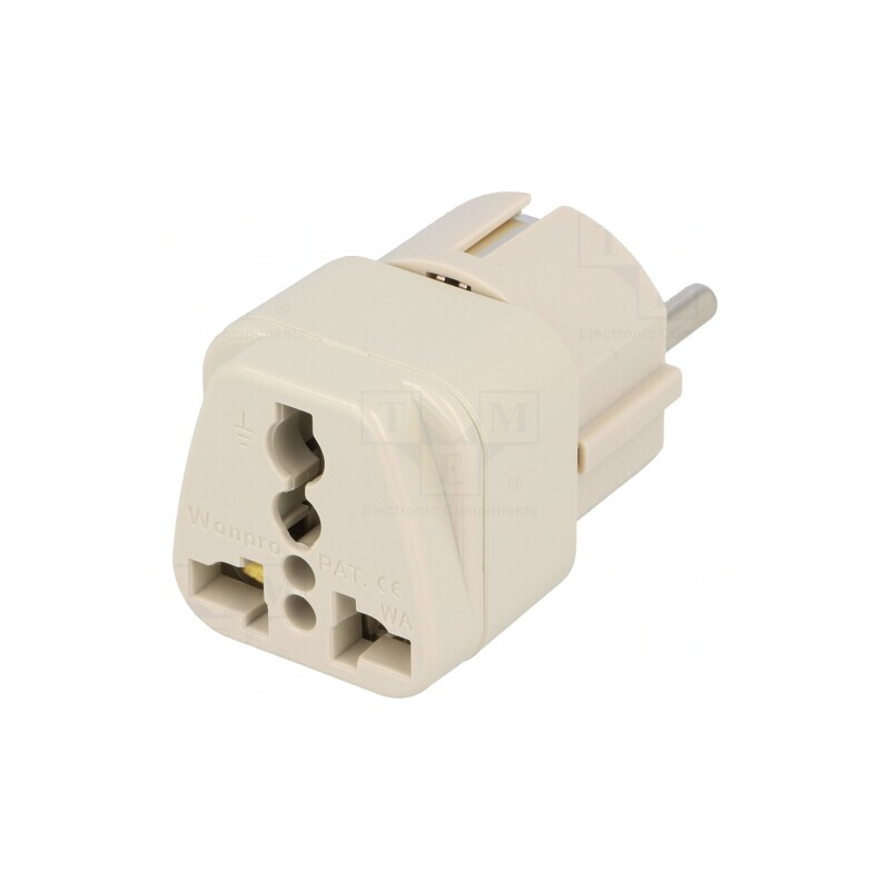 Adaptor Priză Alb Uni-Schuko 250V 10A | Electronic-mag.ro | Componente Electronice