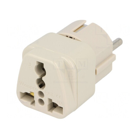 Adaptor Priză Alb Uni-Schuko 250V 10A | Electronic-mag.ro | Componente Electronice