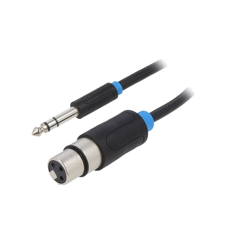 Cablu Audio Jack 6,3mm la XLR Feminin 3m Negru | Electronic-mag.ro | Componente Electronice