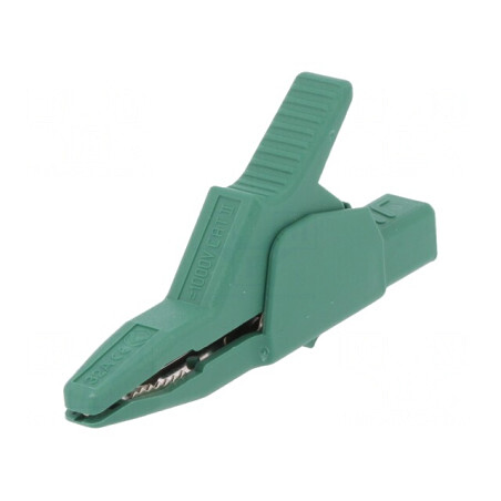 Bornă crocodil verde 34A 300V 30mm | Electronic-mag.ro | Componente Electronice