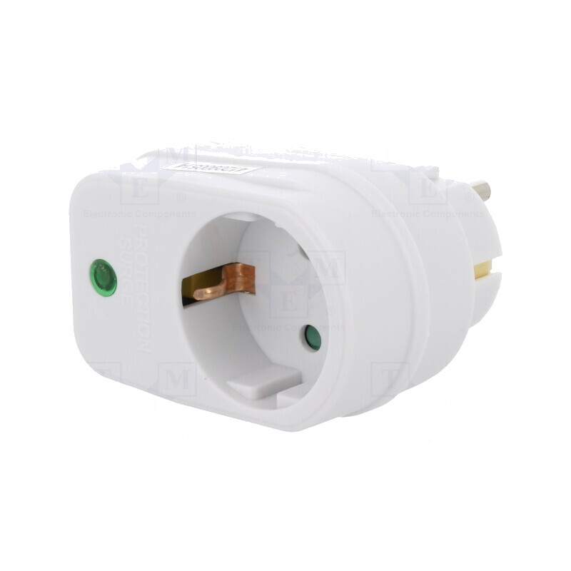 Prelungitor Alb 1 Priză 230V 16A | Electronic-mag.ro | Componente Electronice