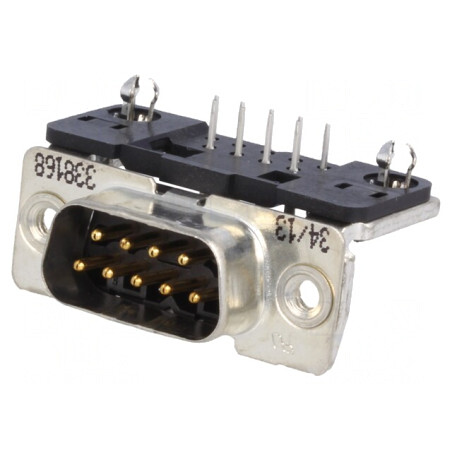 Conector D-Sub 9-Pin Soclu Tată Unghi 90° THT UNC 4-40 | Electronic-mag.ro | Componente Electronice