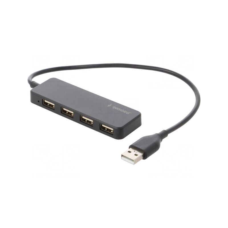 Hub USB 2.0 Negru 4 Porturi 0.3m | Electronic-mag.ro | Componente Electronice