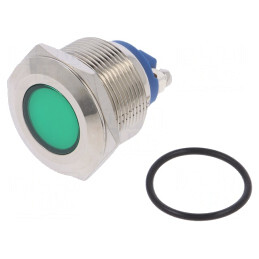 Lampă LED verde 12V Ø22mm cu șurub