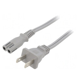 Cablu Alimentare 5m Gri 2x18AWG IEC C7 la NEMA 1-15 7A | Electronic-mag.ro | Componente Electronice