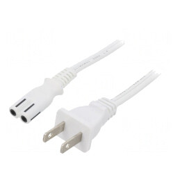 Cablu Alimentare 2x18AWG IEC C7 Mamă NEMA 1-15 Mufă PVC 5m Alb 7A | Electronic-mag.ro | Componente Electronice