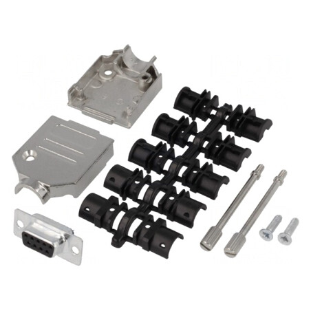 Mufă D-Sub 9 PIN Neagră pentru Lipire pe Cablu - Set Complet | Electronic-mag.ro | Componente Electronice