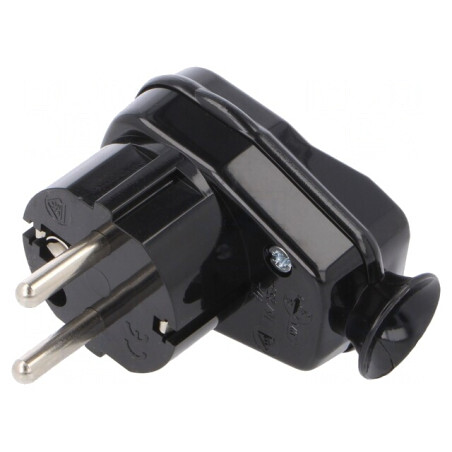 Conector Alimentare AC Tată 2P PE 250VAC 16A Negru | Electronic-mag.ro | Componente Electronice