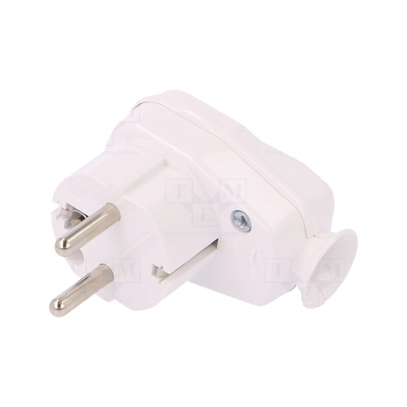 Conector de alimentare AC 2P+PE 250V 16A Alb | Electronic-mag.ro | Componente Electronice