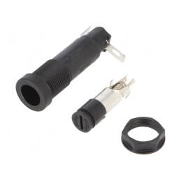 Clemă Panou 5x20mm 20A Neagră 250VAC | Electronic-mag.ro | Componente Electronice