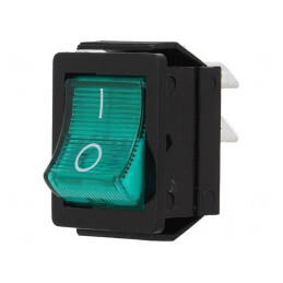Rocker Switch ON-OFF 16A 250V Green Neon Light | Electronic-mag.ro | Componente Electronice