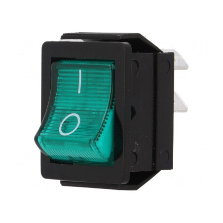 Rocker Switch ON-OFF 16A 250V Green Neon Light | Electronic-mag.ro | Componente Electronice