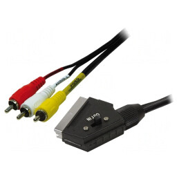 Cablu RCA x3 la SCART 2m Negru | Electronic-mag.ro | Componente Electronice