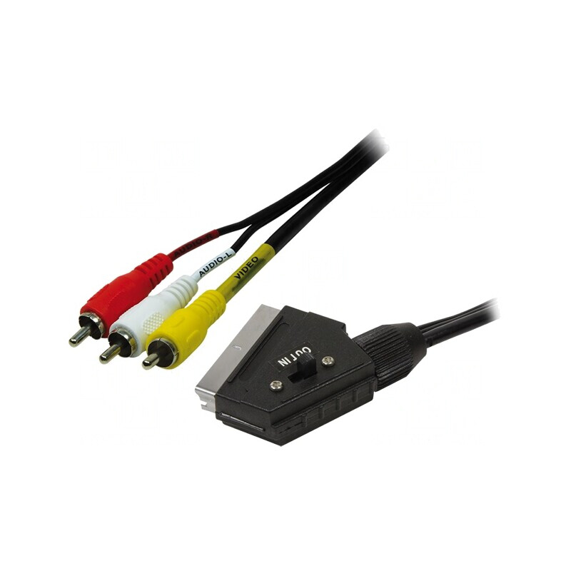 Cablu RCA x3 la SCART 2m Negru | Electronic-mag.ro | Componente Electronice