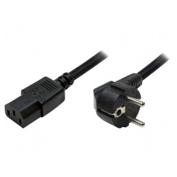 Cablu Alimentare Unghiular CEE 7/7 la IEC C13 1,8m Negru | Electronic-mag.ro | Componente Electronice