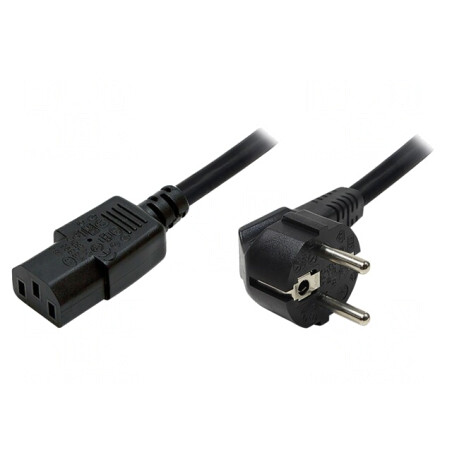 Cablu Alimentare Unghiular CEE 7/7 la IEC C13 1,8m Negru | Electronic-mag.ro | Componente Electronice