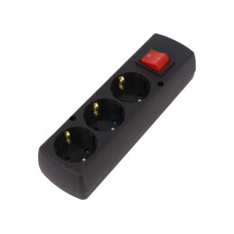 Conector Alimentare AC Mamă Splitter 2P PE 250VAC 16A Negru | Electronic-mag.ro | Componente Electronice