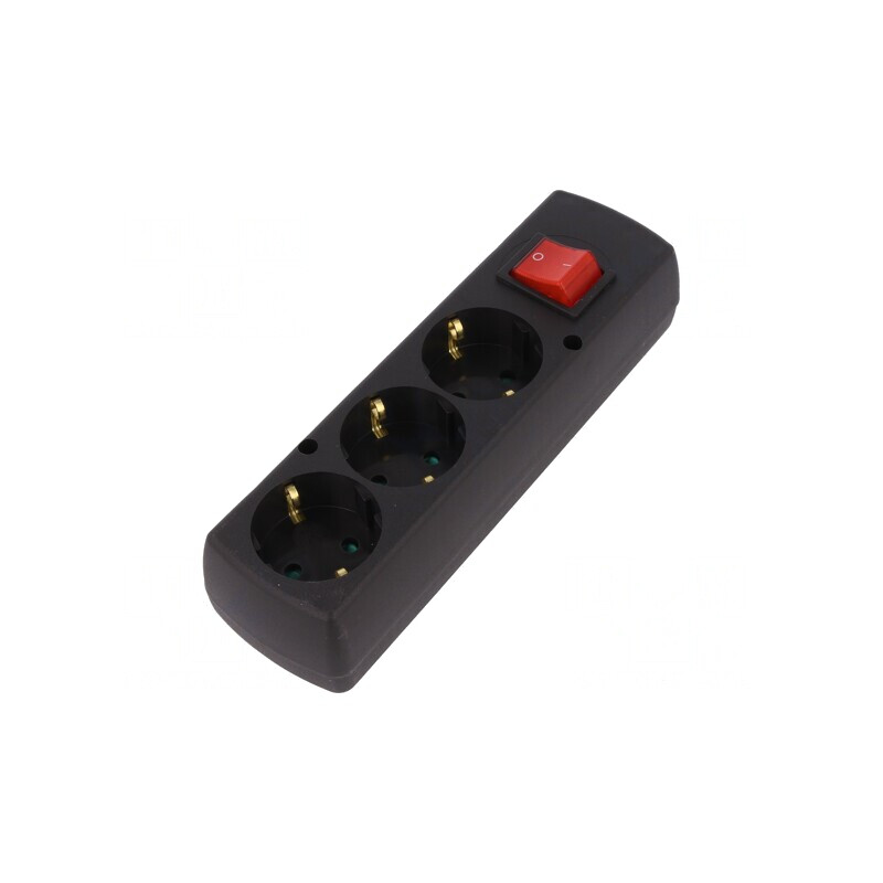 Conector Alimentare AC Mamă Splitter 2P PE 250VAC 16A Negru | Electronic-mag.ro | Componente Electronice