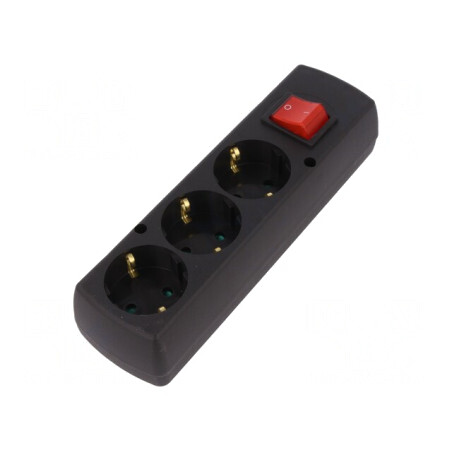 Conector Alimentare AC Mamă Splitter 2P PE 250VAC 16A Negru | Electronic-mag.ro | Componente Electronice