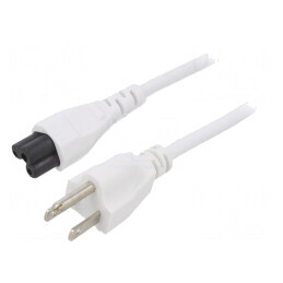 Cablu Alimentare 3m Alb 3x18AWG IEC C5 la NEMA 5-15 | Electronic-mag.ro | Componente Electronice