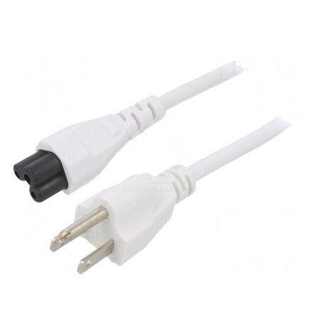 Cablu Alimentare 3m Alb 3x18AWG IEC C5 la NEMA 5-15 | Electronic-mag.ro | Componente Electronice