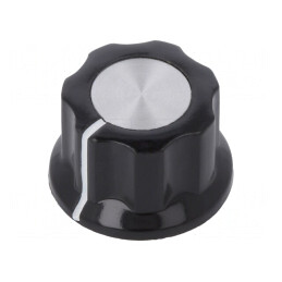 Buton rotativ cu flanșă plastic neagră 6,35mm | Electronic-mag.ro | Componente Electronice