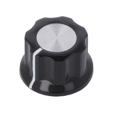 Buton rotativ cu flanșă plastic neagră 6,35mm | Electronic-mag.ro | Componente Electronice