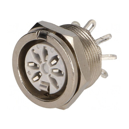 Soclu DIN mamă 7 PIN argintat 34V 2A 270° | Electronic-mag.ro | Componente Electronice