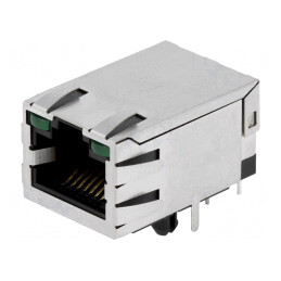 Soclu RJ45 ecranat cu LED 8p8c THT | Electronic-mag.ro | Componente Electronice