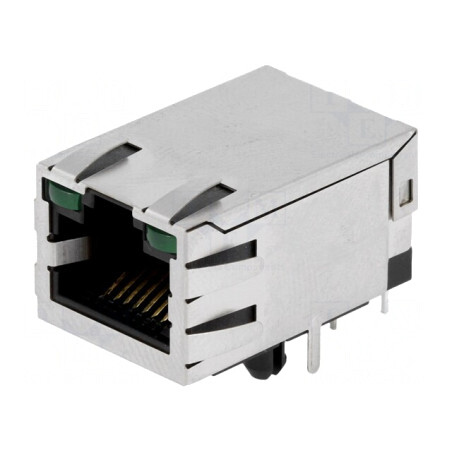Soclu RJ45 ecranat cu LED 8p8c THT | Electronic-mag.ro | Componente Electronice