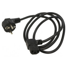 Cablu Alimentare 3x1mm2 ștecher unghiular la IEC C13 90° | Electronic-mag.ro | Componente Electronice